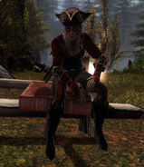 A hexer mage taking a rest on one of Melkhor's log books.
