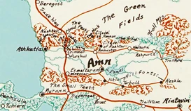 A larger map of Amn, showing the location of the Fangs and Fang Pass, north of .