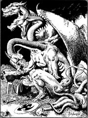 A gorynych on a hoard.