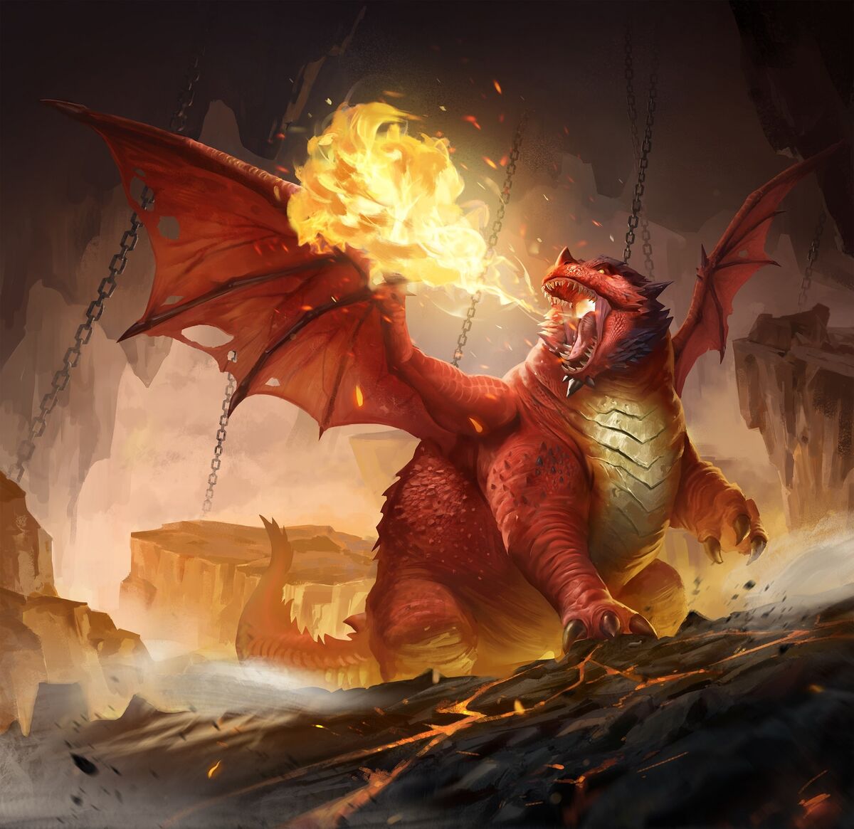 Illustration Fire Dragon Drache