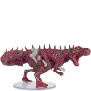 A miniature of a tyrannosaurus zombie from the IotR: Boneyard set.