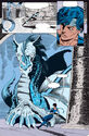 A blue dragon as depicted in Advanced Dungeons & Dragons comics.