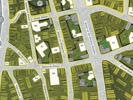 The Tchazzam family compound (labeled 57), circa .