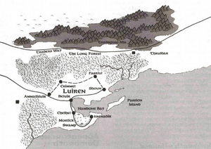 Map of Luiren showing Mortik Swamp, c. 1367 DR