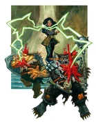 Lightning bolt cast with a wounding effect.