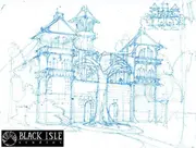 Highmoon mansion facade concept art, by Chris Appelhans.