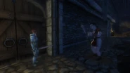 Using all of his grace and prowess, Vicas interposes himself between an innocent barbarian and moral decay.