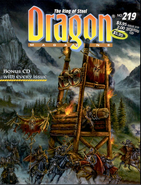 A hybrid siege tower-battering ram on the cover of Dragon #219.