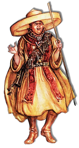 A priest of Gond stands in his traditional vestments.