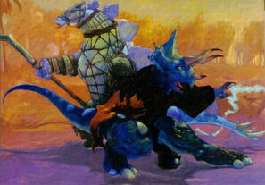 Hornhead and bladeback saurial spellcasters in action.