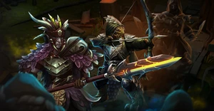 Raika, Saarvin, and Naomlen in the background from Warriors of Waterdeep.
