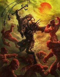 A group of abyssal ghouls try in vain to swarm .