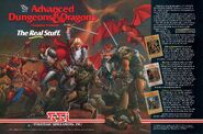 An advertisement for three of the goldbox games: Hillsfar, Pool of Radiance and Curse of the Azure Bonds. Image features Alias and Ren o' the Blade.