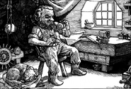 A mortar and pestle sits on the windowsill of a gnome artificer's workshop.