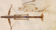 A depiction of a repeating crossbow.