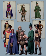 Concept art and actors in costume for Honor Among Thieves.