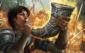 A  soldier summoning the warrior spirits to battle.