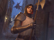 A keen-eared sentry and her halberd.