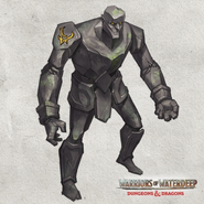 A stone golem concept art from Warriors of Waterdeep.