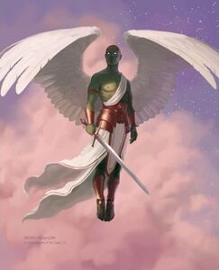 A depiction of an angel from Adventures in the Forgotten Realms.