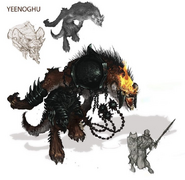 Concept art of Yeenoghu for Out of the Abyss, by Richard Whitters.