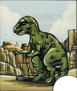 An illustration of an allosaurus from AD&D Trading Cards
