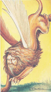 A depiction of an androsphinx from the 1st edition accessory AD&D Monster Cards.