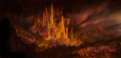 Avernus art from Baldur's Gate III.