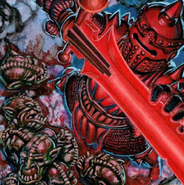 A dangerous-looking red holy avenger.