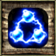 The symbol of the ball lightning spell from Icewind Dale II.