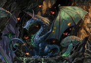 A painting of a moonstone dragon in a Feydark cavern.