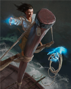 A seafaring spellcaster casting mage hand.