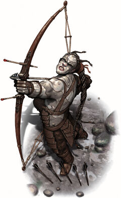 A goliath archer takes aim.