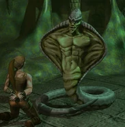 A dark naga and its prisoner.
