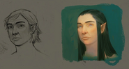 A close-up concept art of Sand's face.