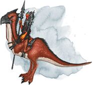A giant strider with a bit, but no bridle.