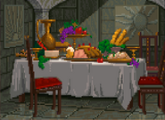 A grand feast inside the temple of Dawnspire.