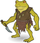 A yellowish bullywug from Idle Champions of the Forgotten Realms