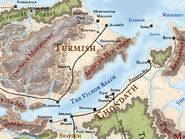 A late-14th century DR map of the Vilhon Reach showing the location of Hlath.