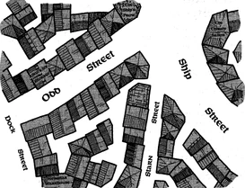 A circa  map depicting the Ship's Prow.
