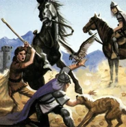 A dog, a human, a horse, and a bird, under the influence of repugnance.