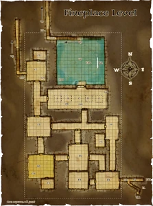 Map showing the floor plan circa 1372 DR. The dashed white line shows the extent of the Ghost Cage.