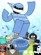 bluudud and the rest of the bluuworld cast celebrating 1 year of bluuworld.