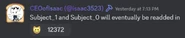 the message stating Subject_1 and Subject_0's return.