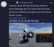 The original (and only) post of Flower Crown Noob which was posted to the public in the Discord server.
