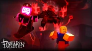 Noob and Veeronica running away from Guest 666.