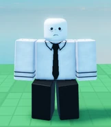 Worker Noob in-game, shown from the front.