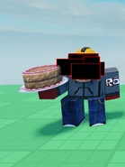 One of this skin's Pizza Delivery minions, a corrupted version of Builderman.