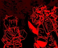 The final teaser so far of Slasher's lore featuring Guest 1337 and Slasher in The FORSAKEN Realm going against each other while The Spectre's presence can faintly be seen in the sky.