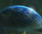 Azeroth vom Weltraum aus an Bord der  auf 